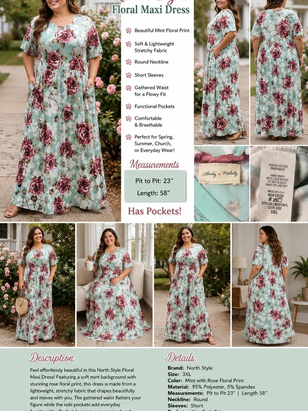 R96 Lovely Melody Floral Maxi Dress – 3XL 🌸